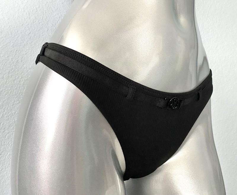 Victorias Secret Swim Bikini Bottom Black Ribbed Itsy Sexy Belted Wanderer