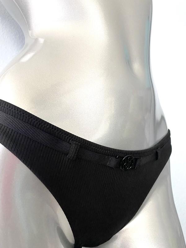 Victorias Secret Swim Bikini Bottom Black Ribbed Itsy Sexy Belted Wanderer