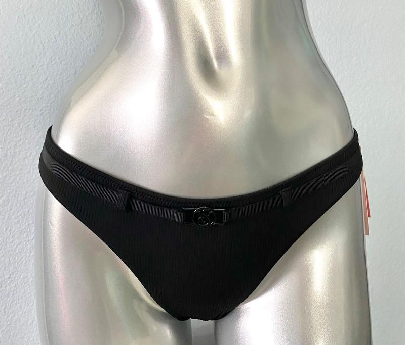 Victorias Secret Swim Bikini Bottom Black Ribbed Itsy Sexy Belted Wanderer