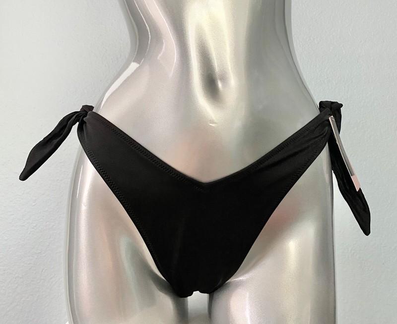 Victorias Secret Swim Bikini Bottom Black Side Tie Brazilian V Sexy Nwt