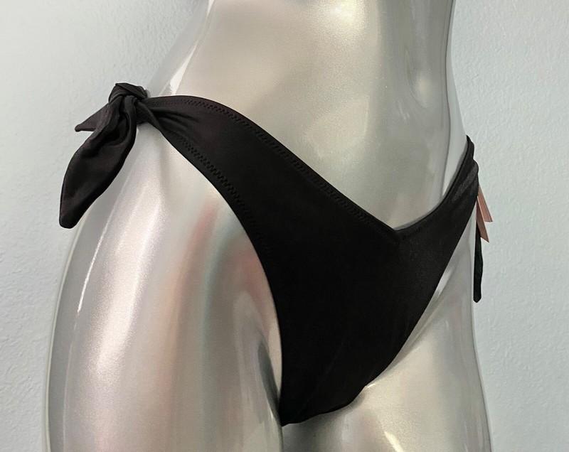 Victorias Secret Swim Bikini Bottom Black Side Tie Brazilian V Sexy Nwt