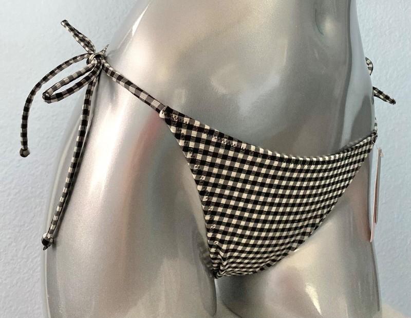 Victorias Secret Swim Bottom Nwt Black Gingham Swim Bikini String Side Tie