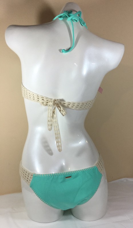 Victorias Secret Swim Monokini Surf Crochet One Piece SwimSuit Sea Foam Glow L