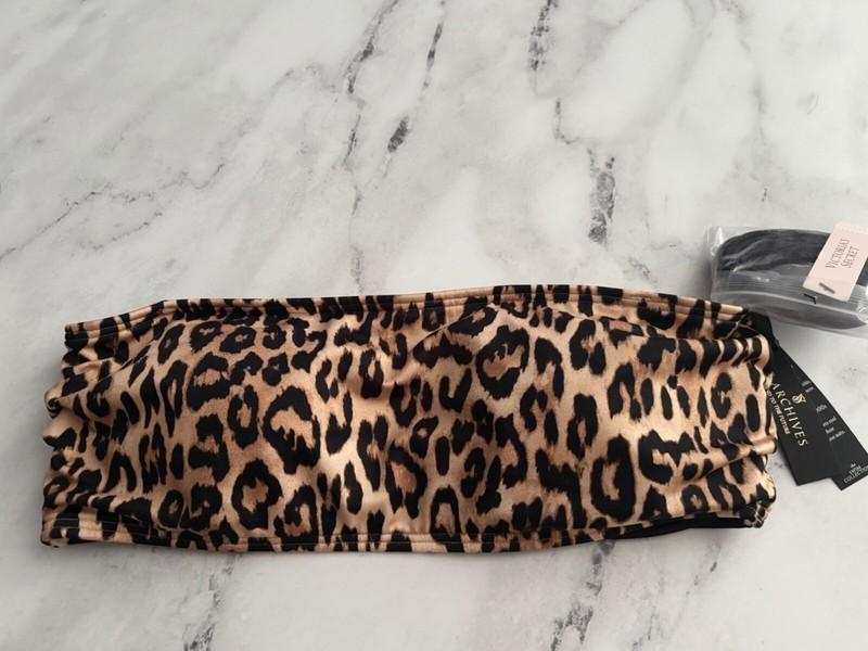 Victorias Secret Swim Nwt Leopard Macrame Bandeau Top Brazilian BikinI Set S