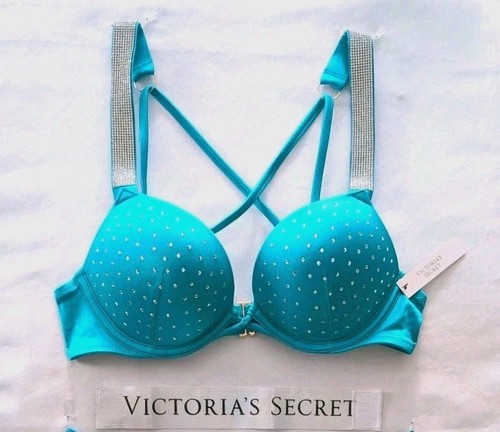 Victorias Secret Swim Shine Strap Set 32B BOMBSHELL Add 2c/XS 2-STRAP BRAZILIAN