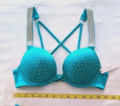 Victorias Secret Swim Shine Strap Set 32B BOMBSHELL Add 2c/XS 2-STRAP BRAZILIAN