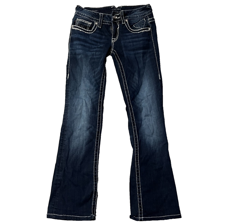 Vigoss Women's Chelsea Bootcut Jeans Denim Size 25/33 Stretch Distressed