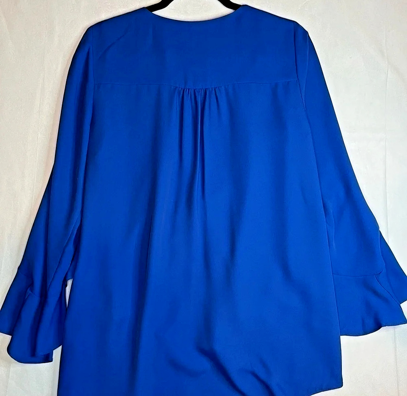 Vince Camuto Cobalt Blue Tunic Blouse Flouncy Sleeves Women’s Medium NEW