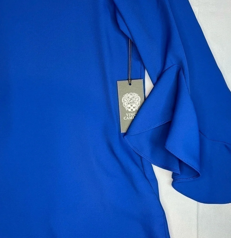 Vince Camuto Cobalt Blue Tunic Blouse Flouncy Sleeves Women’s Medium NEW