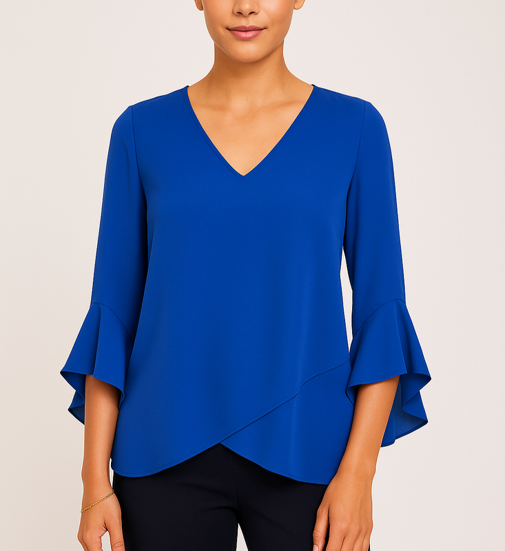 Vince Camuto Cobalt Blue Tunic Blouse Flouncy Sleeves Women’s Medium NEW