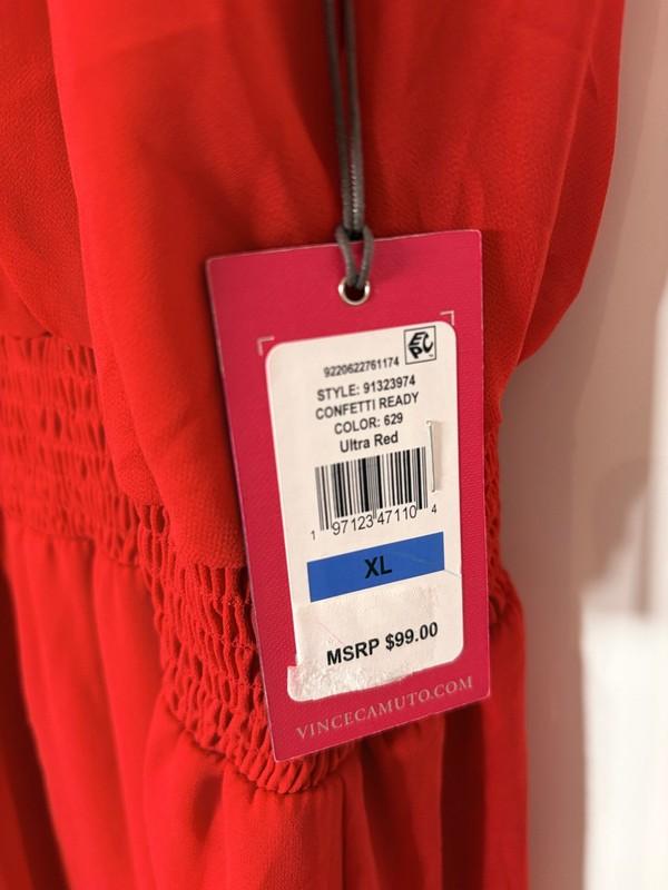 Vince Camuto Halter Tie-Back Wide-Leg Jumpsuit Women's XL Ultra Red Back Zip