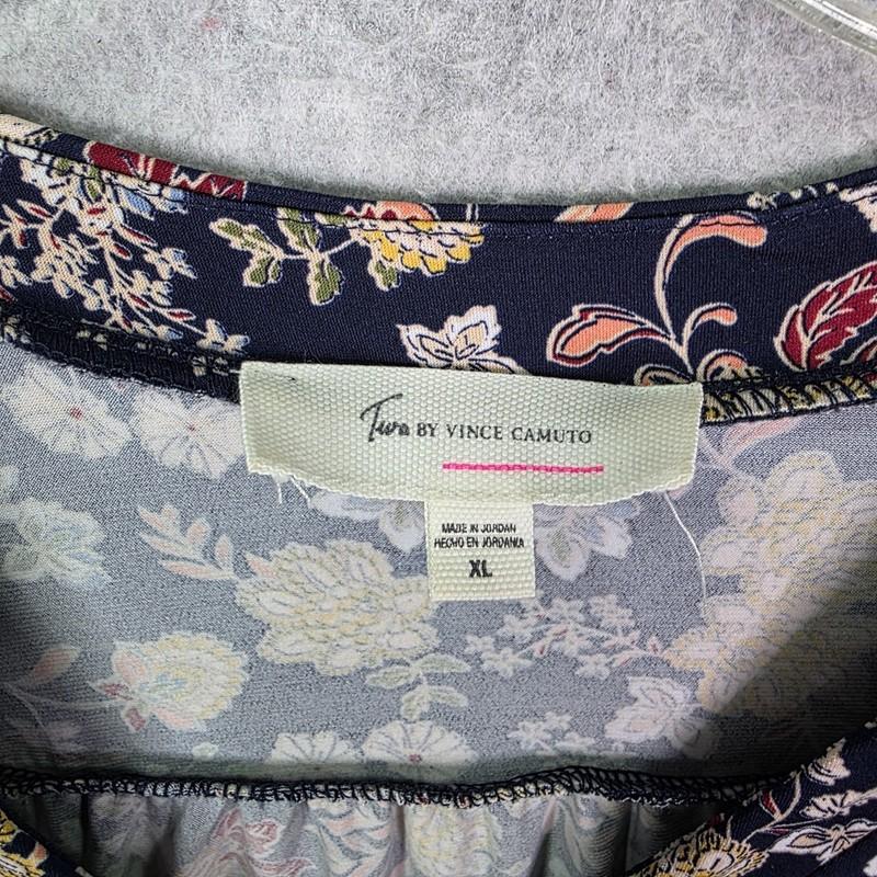 Vince Camuto Sz XL Floral Peasant Top Blouse Stretch Knit