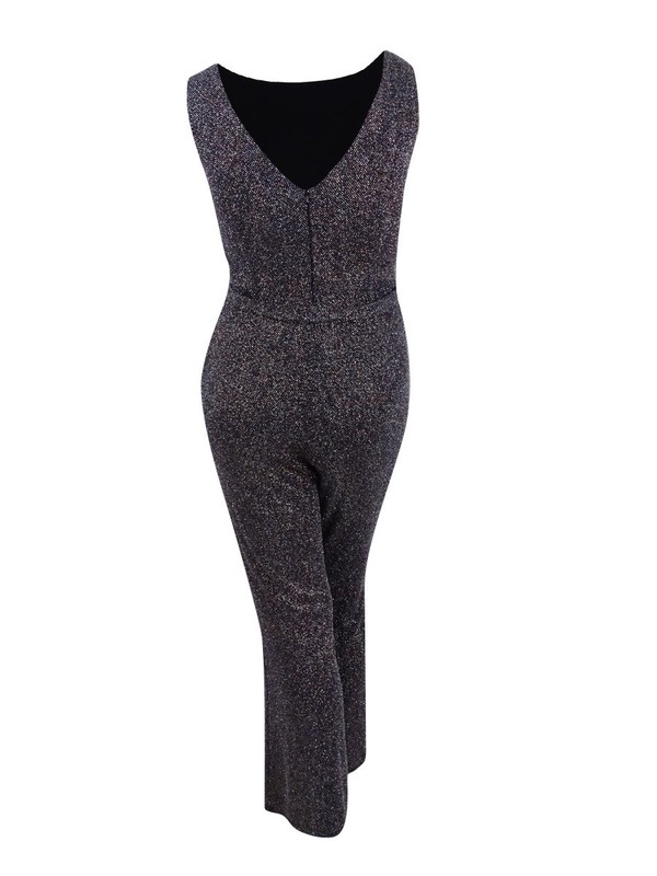 Vince Camuto Women's Belted Metallic V-Back Jumpsuit (6 Gold)