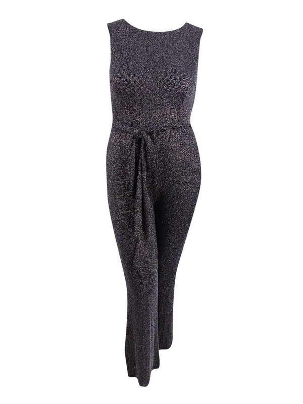 Vince Camuto Women's Belted Metallic V-Back Jumpsuit (6 Gold)