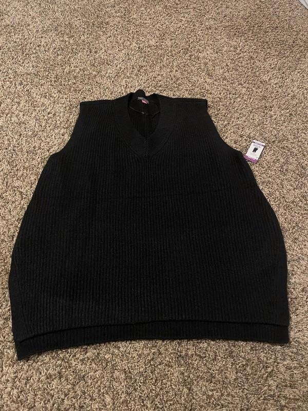 VINCE CAMUTO WOMEN'S OVERSIZED VEST Black LONG SLEEVELESS SIZE Large New