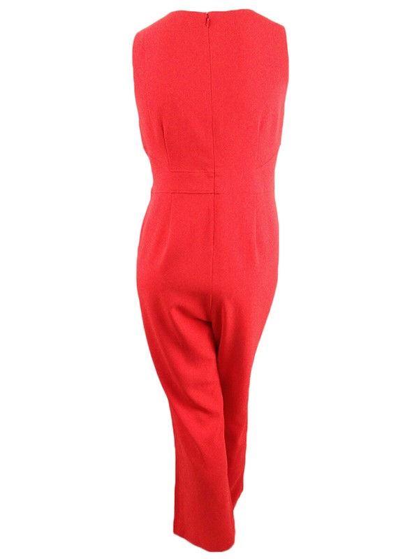 Vince Camuto Women’s Plus Crepe Tie Front Wide Leg Jumpsuit (14W Red)