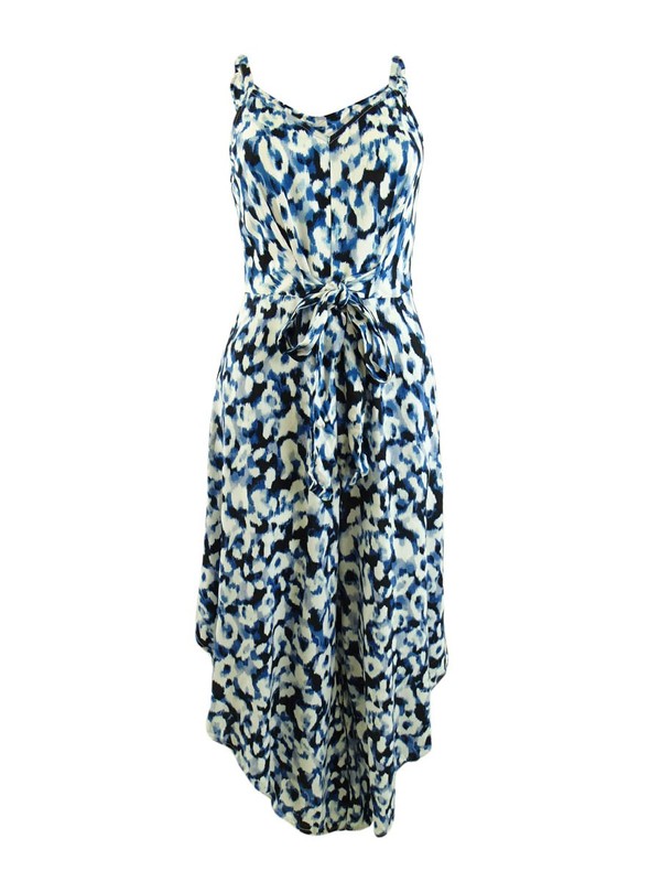 Vince Camuto Women's Tie Front Jumpsuit (XS White/Blue Multi)