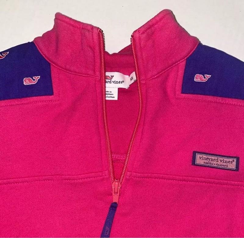 VINEYARD VINES ¼ Zip Pullover Pink-Blue Whale Shoulder Women’s Size XS