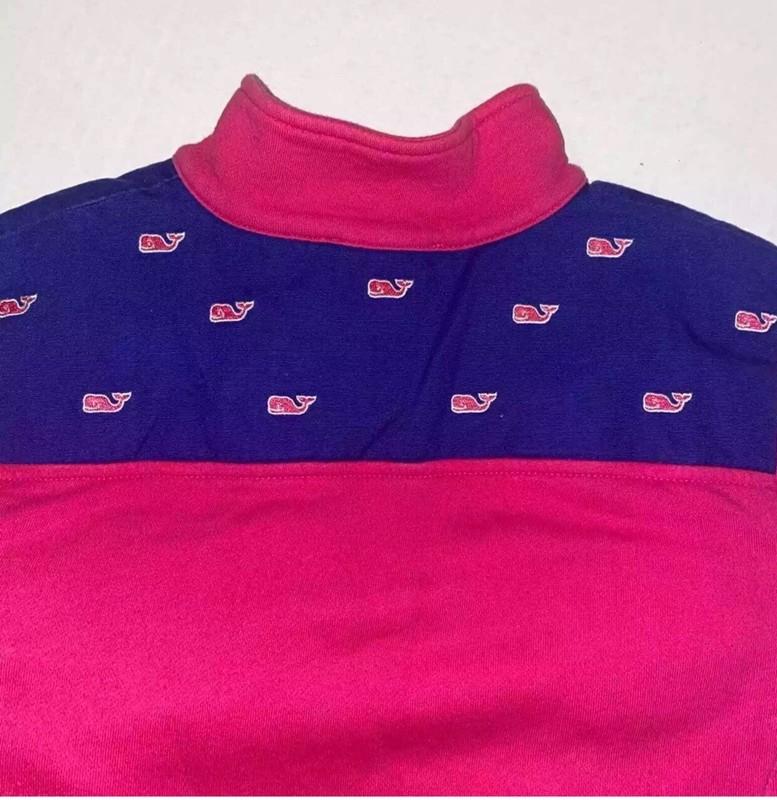 VINEYARD VINES ¼ Zip Pullover Pink-Blue Whale Shoulder Women’s Size XS