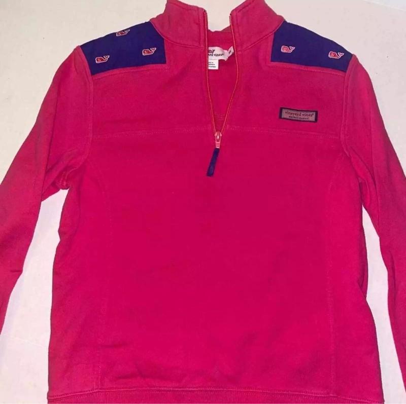 VINEYARD VINES ¼ Zip Pullover Pink-Blue Whale Shoulder Women’s Size XS