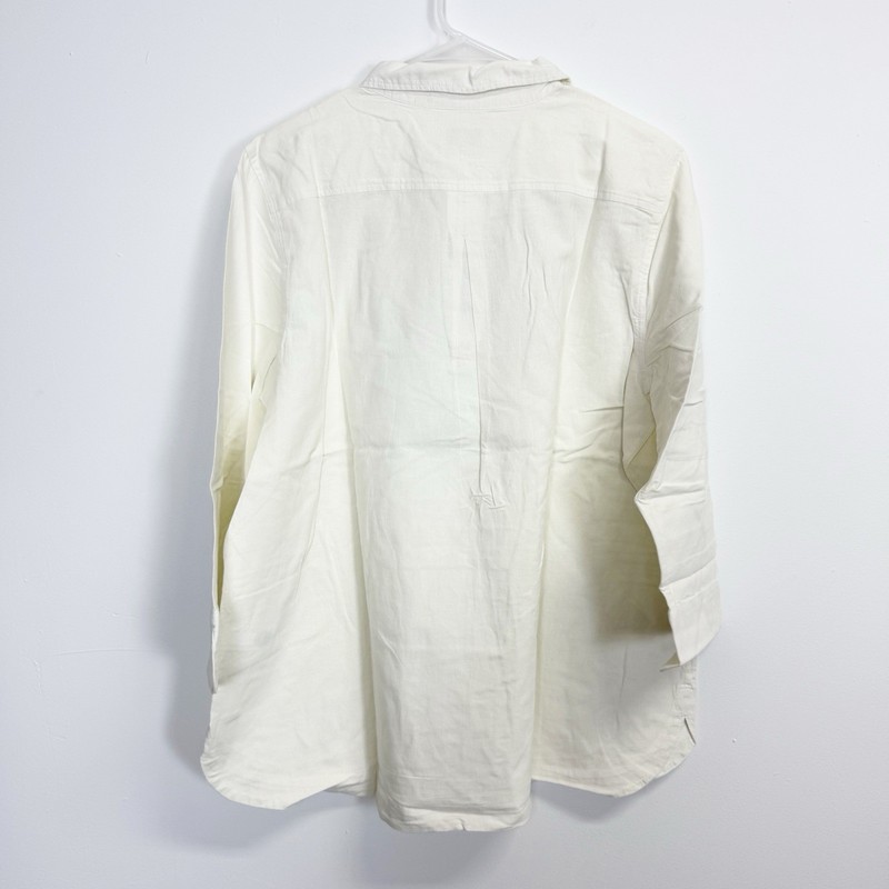 Vineyard Vines Tunic Top Womens XL Lucaya Ivory 3/4 Sleeve Linen Blend Shirt NWT