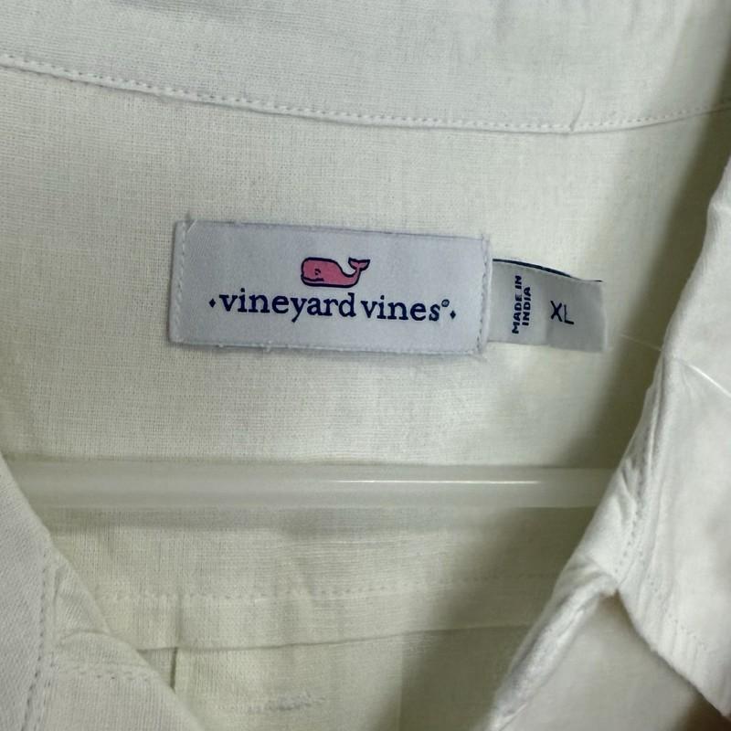 Vineyard Vines Tunic Top Womens XL Lucaya Ivory 3/4 Sleeve Linen Blend Shirt NWT