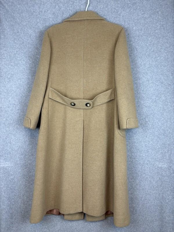 Vintage 100% Camel Hair Trench Coat Womens Tan Overcoat Double Breasted