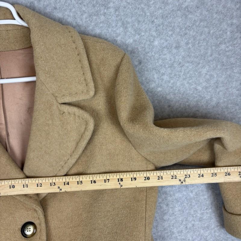 Vintage 100% Camel Hair Trench Coat Womens Tan Overcoat Double Breasted