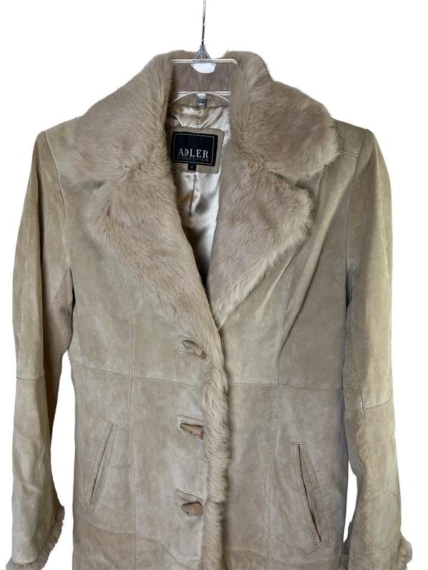 Vintage 70’s Leather Suede Fur Penny Lane Coat Size Small Tan Retro