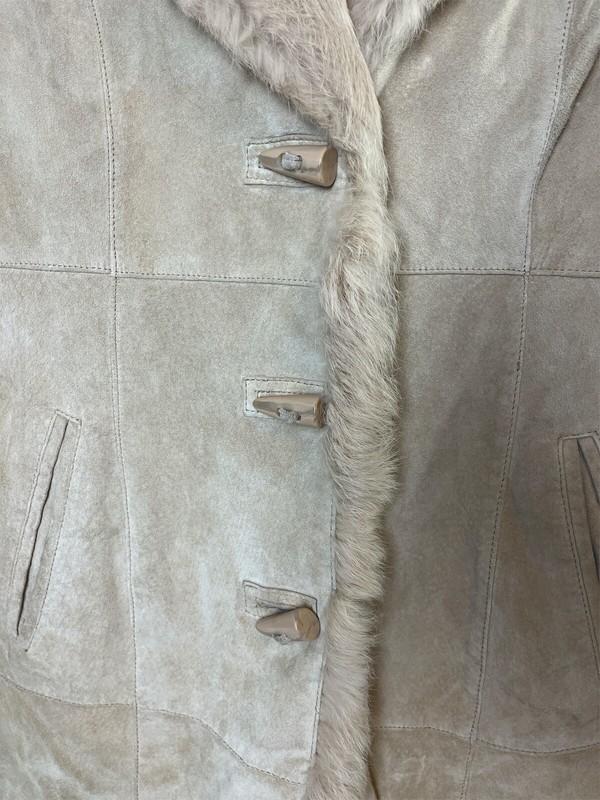 Vintage 70’s Leather Suede Fur Penny Lane Coat Size Small Tan Retro