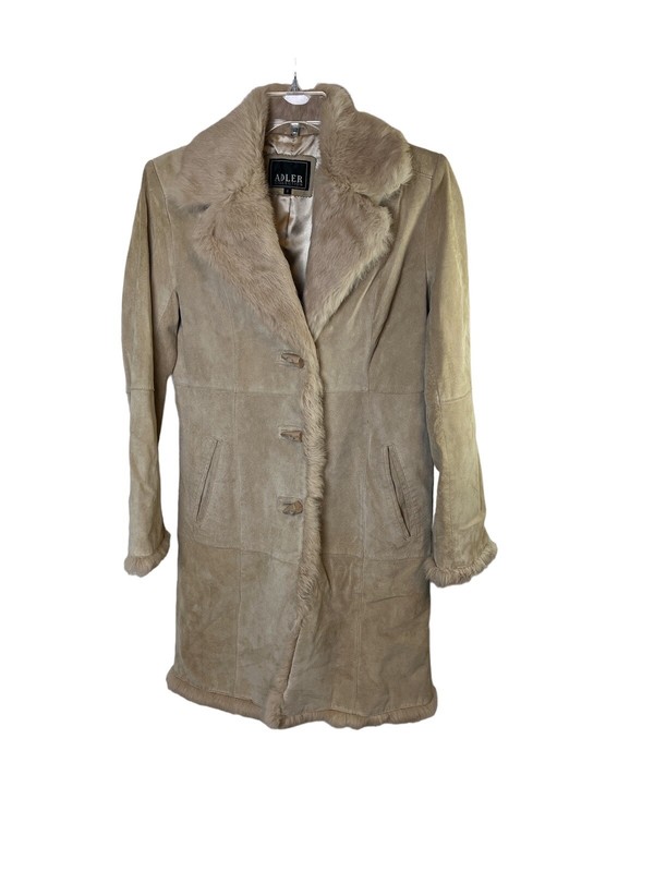 vintage 70’s leather suede fur penny lane coat size small Tan Retro