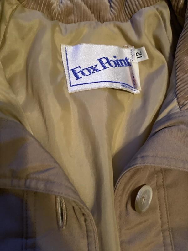 Vintage 70’s Trench Coat Fox Point Union Made Women Sz 12 Corduroy Accents USA