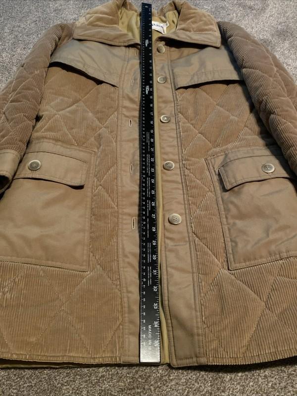 Vintage 70’s Trench Coat Fox Point Union Made Women Sz 12 Corduroy Accents USA