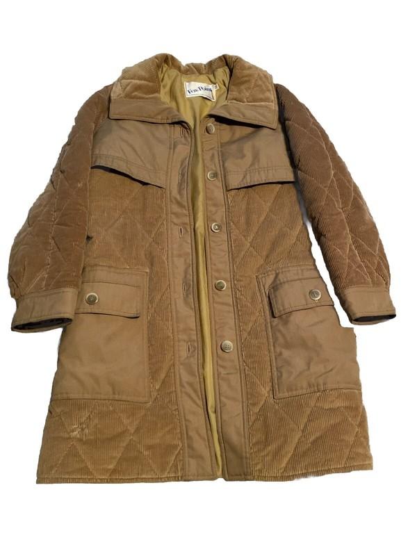 Vintage 70’s Trench Coat Fox Point Union Made Women sz 12 Corduroy Accents USA