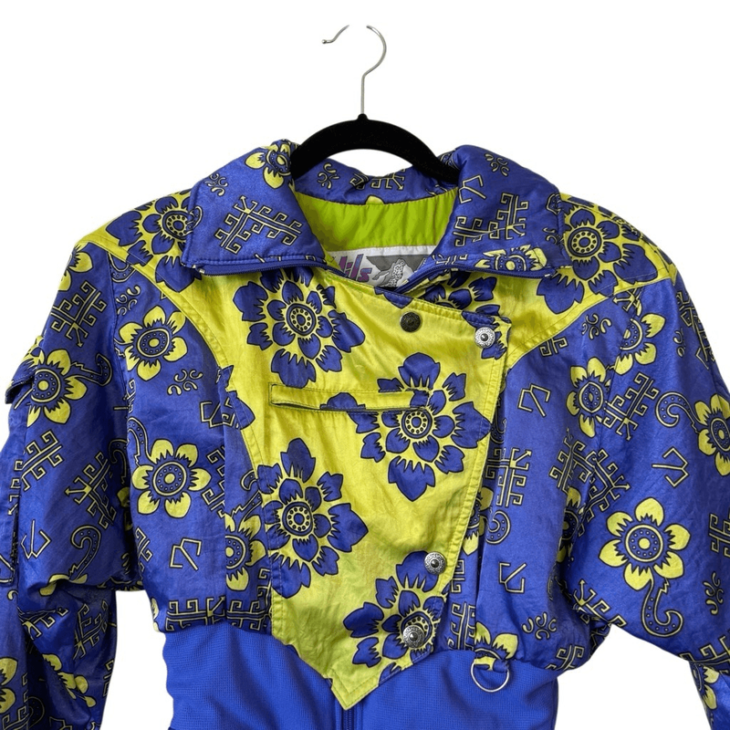 Vintage 80’s/90’s Nils Blue & Green Ski Suit W/Stirrup Pants Sz 8 Ski Outdoors