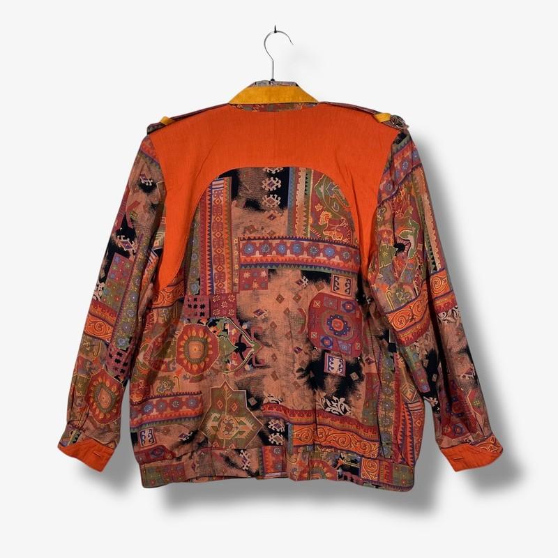 Vintage 80s Abstract Blazer Jacket Womens XL Colorful Retro Artsy Shoulder Pads