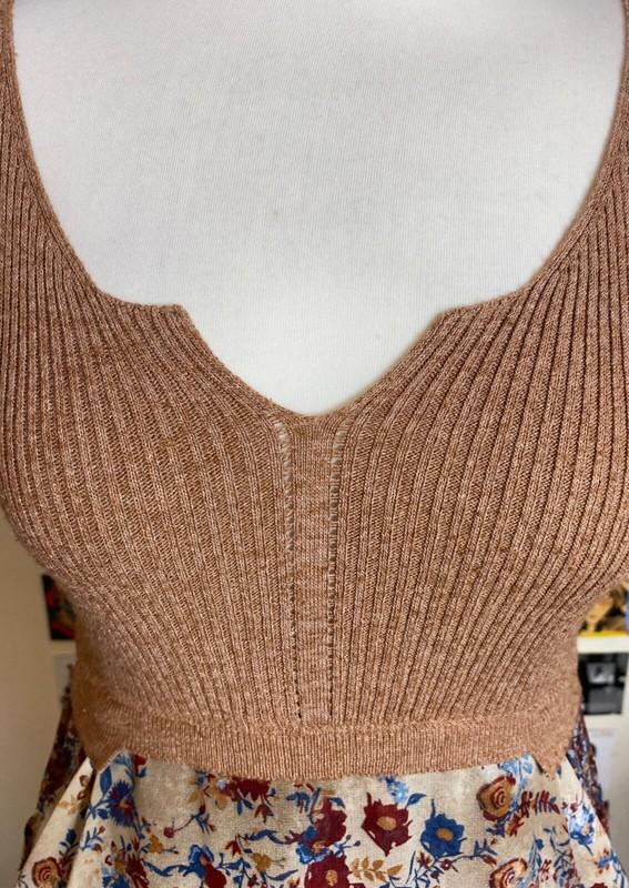 Vintage 90's Y2K Archive Cop Copine Floral Orange Knitted Dress Waterfall Mesh
