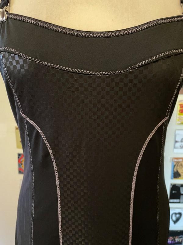 Vintage 90's Y2K French Archive Black Asymmetric Dress Sleeveless Mesh