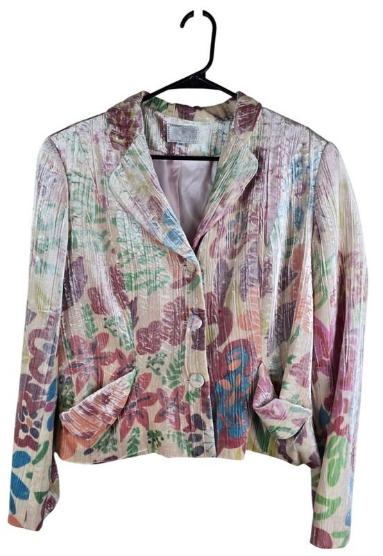 Vintage 90s Alberto Makali Pastel Crushed Velvet Blazer Multi 14