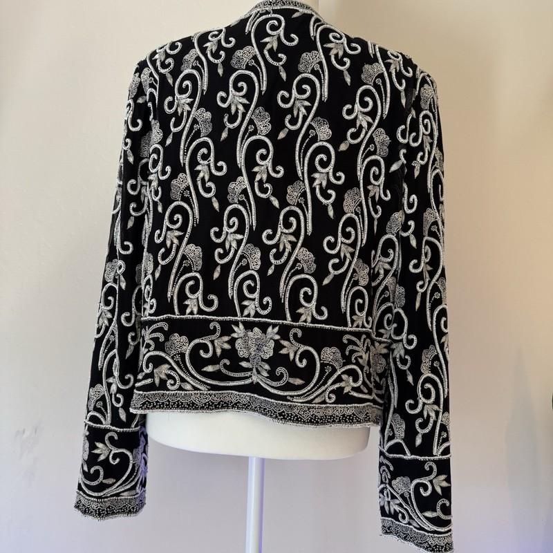 Vintage Adrianna Papell Beaded Jacket Evening Silk Artsy Statement Whimsigoth M