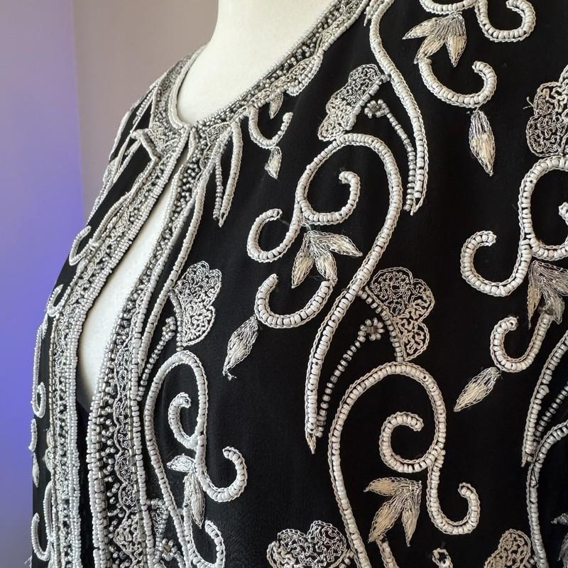 Vintage Adrianna Papell Beaded Jacket Evening Silk Artsy Statement Whimsigoth M