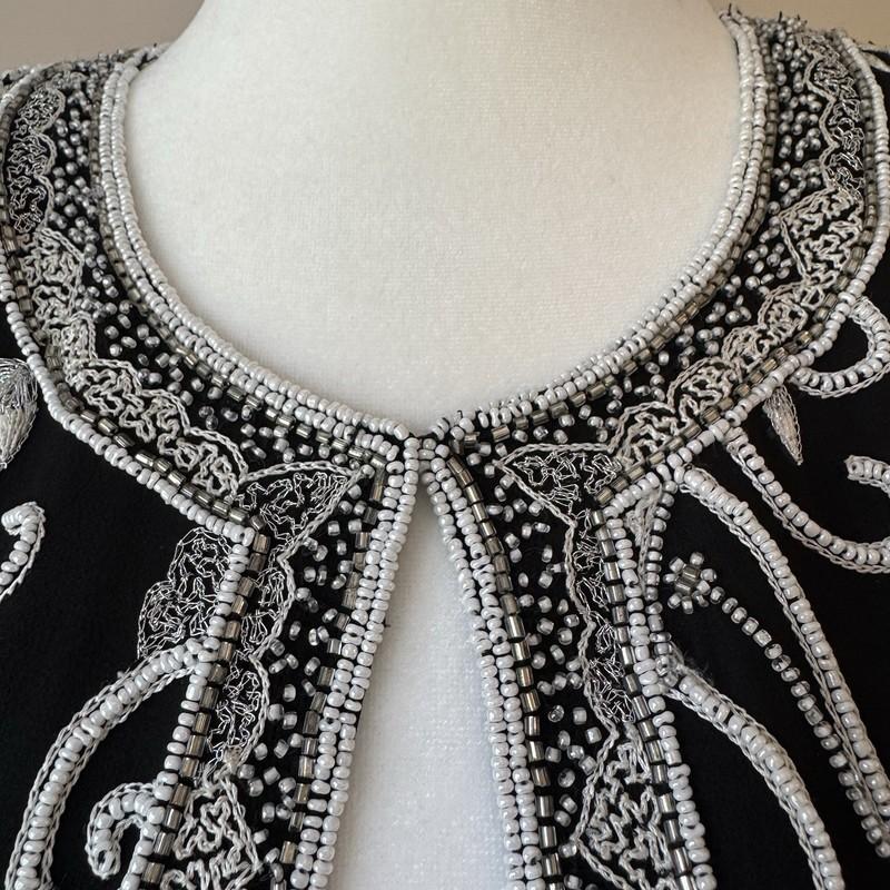 Vintage Adrianna Papell Beaded Jacket Evening Silk Artsy Statement Whimsigoth M