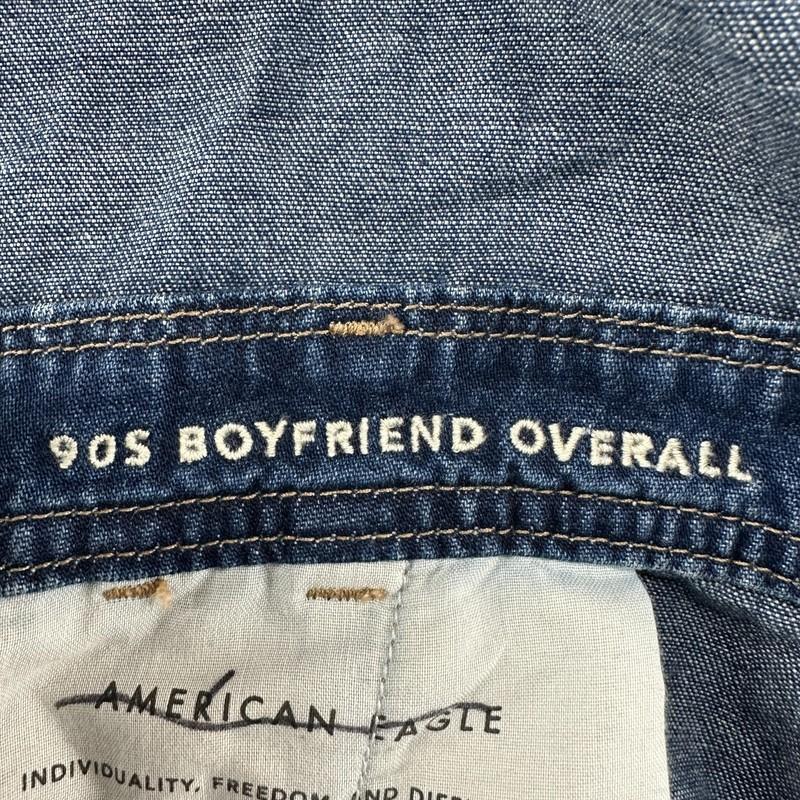 VINTAGE American Eagle Overalls Women XL Blue 90s Boyfriend Denim Bib Distressed