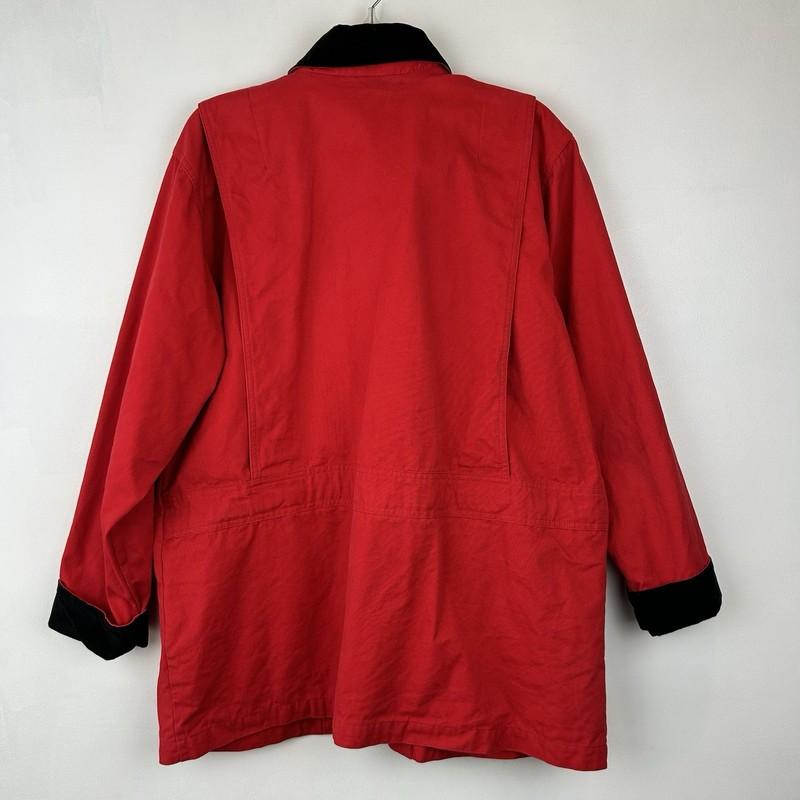 Vintage Barn Chore Coat Jacket Womens L Petite Red Canvas Corduroy Collar Read