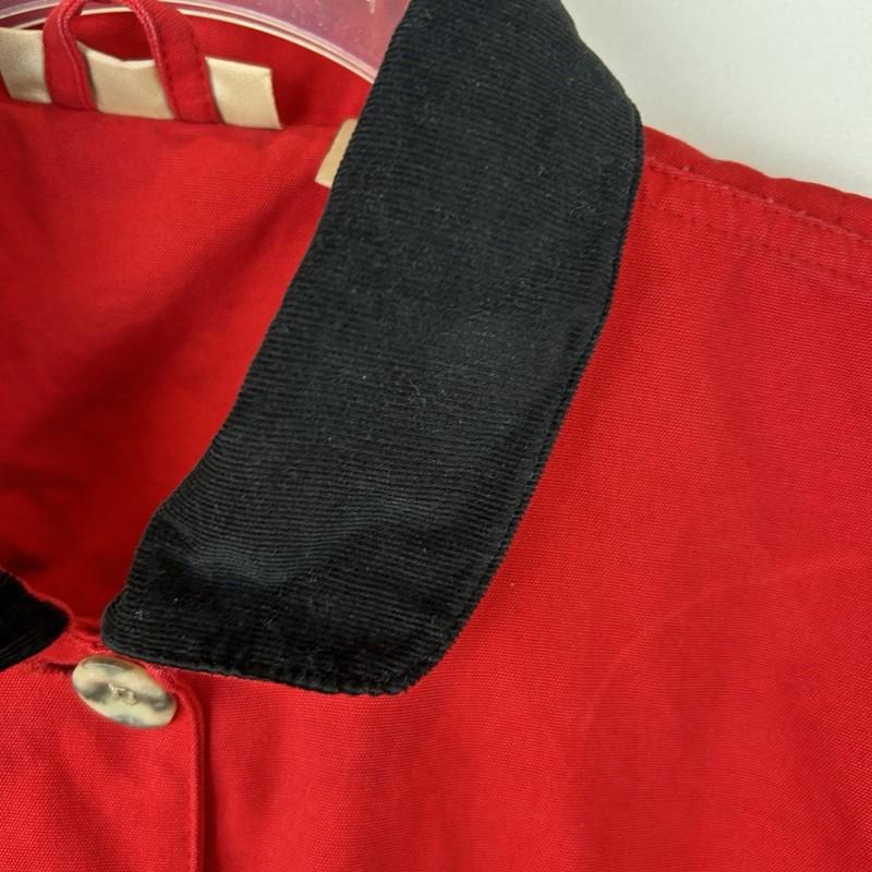 Vintage Barn Chore Coat Jacket Womens L Petite Red Canvas Corduroy Collar Read
