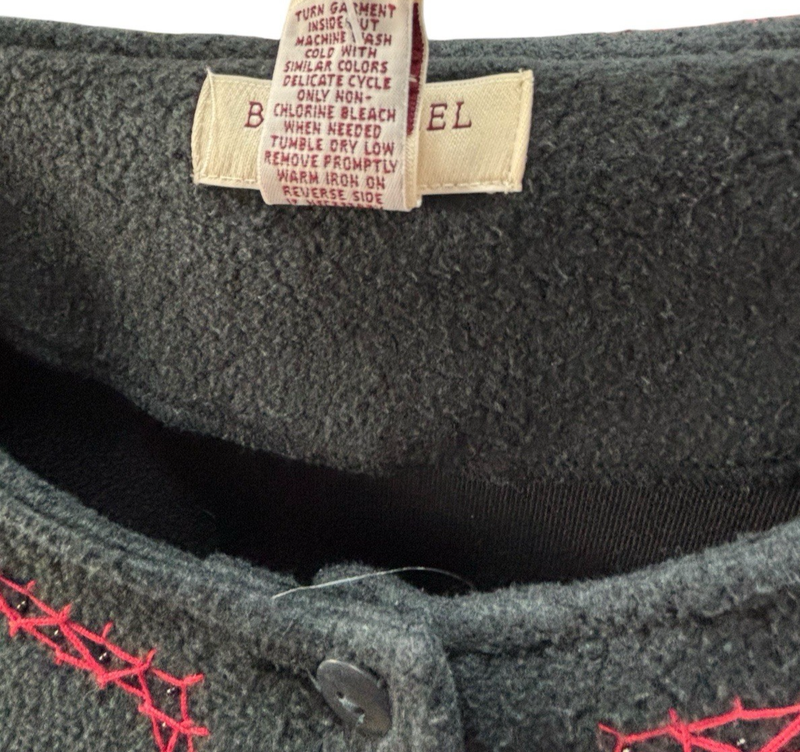 Vintage Bechamel II NWT Women’s 3X Black Fleece Sweater Cardigan Red Embroidery