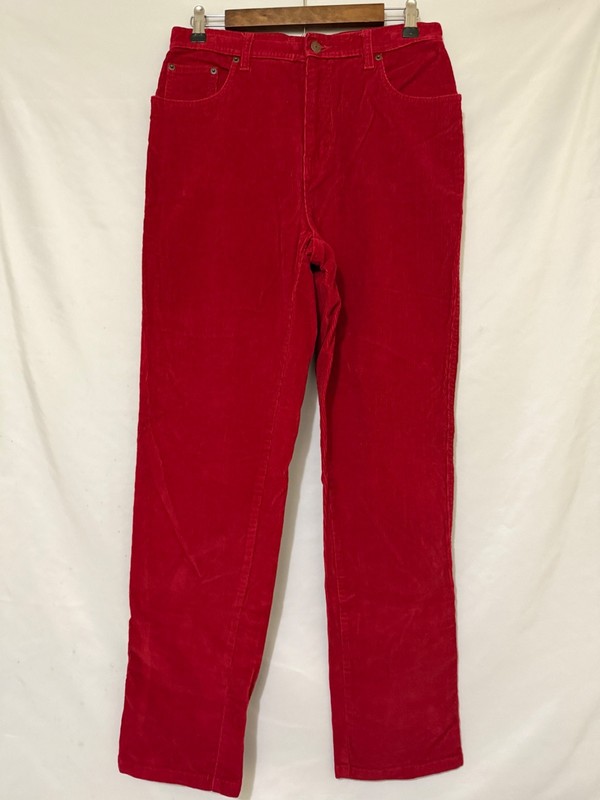 Vintage Bill Blass Stretch Womens 10 Red Corduroy Hi-Rise Jeans 30x27 Pants