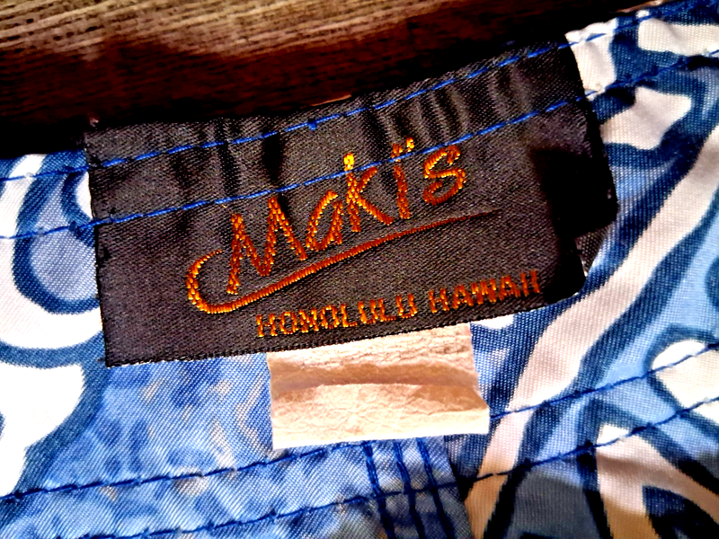 Vintage Board Shorts Honolulu Hawaii Makis Small 30" Waist Blue Or Black Print