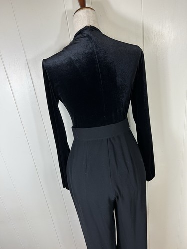 Vintage Casual Corner Womens Velvet Jumpsuit Size 4 Retro Career Business Suit