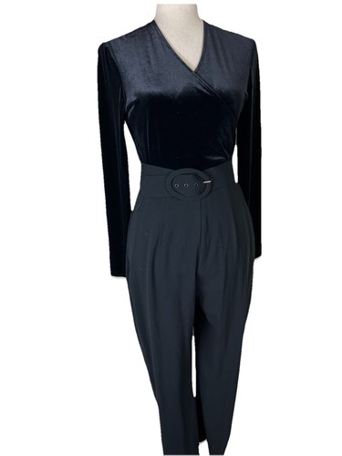 Vintage Casual Corner Womens Velvet Jumpsuit Size 4 Retro Career Business Suit